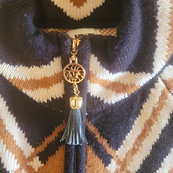 Anne Klein Bright Serpia Zip Front 3/4 Sleeve Sweater - Picture 7 of 10